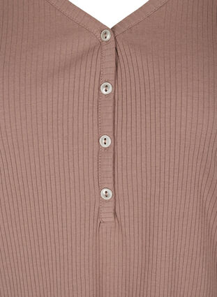 Langermet bluse i ribb med knappedetaljer, Deep Taupe, Packshot image number 2