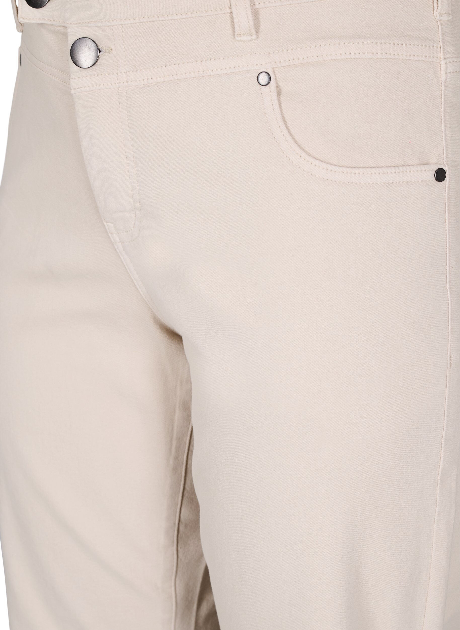 Zizzi Gemma jeans med h&oslash;y midje, Beige, Packshot image number 2