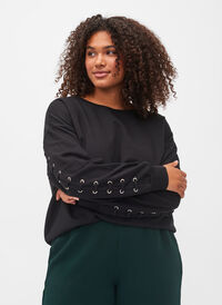 Bomullsgenser med knytedetaljer, Black, Model