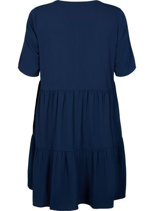 Kortermet kjole med A-lineskåret snitt og snittlinjer, Navy Blazer, Packshot image number 1