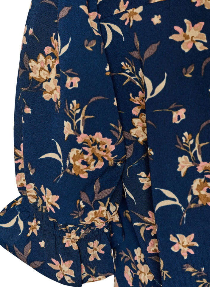 Skjortebluse med 1/2 ermer, Bl&aring;, Packshot image number 3