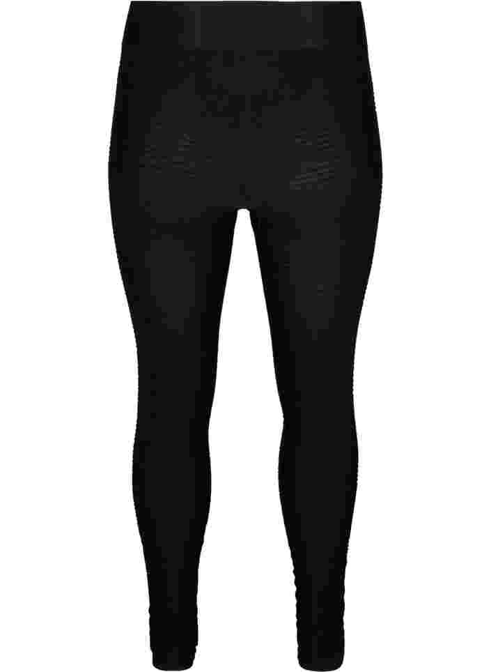 Leggings med struktur og elastikk, Black, Packshot image number 1