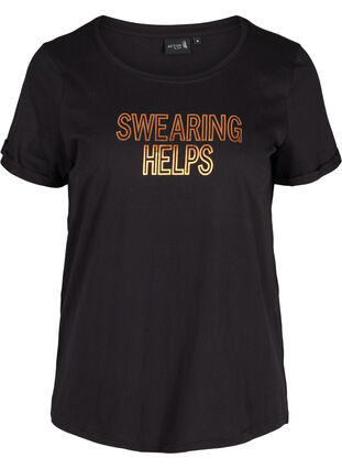 T-skjorte til trening med trykk, Black Swearing, Packshot image number 0