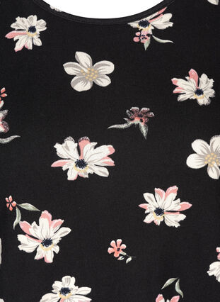 Langermet bluse med blomstermønster, Black white flower , Packshot image number 2