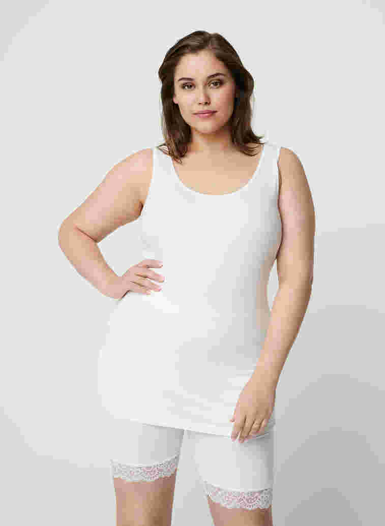 Sykkelshorts med blondekant, Bright White, Model