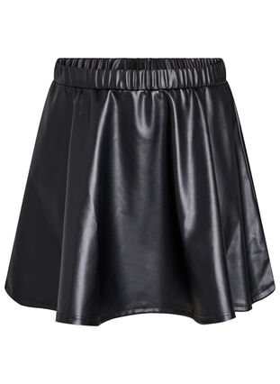 Zizzi Kort skaterskjørt i imitert skinn, Svart, Packshot image number 0