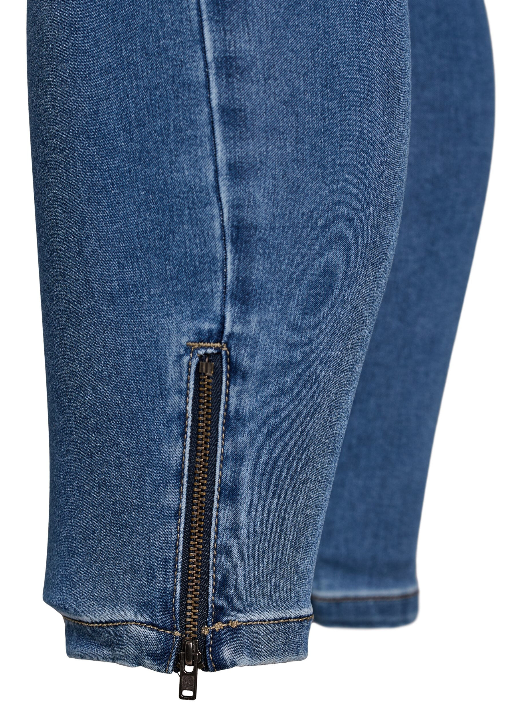 ZizziCropped Amy jeans med glidel&aring;sdetaljer, Bl&aring;, Packshot image number 4