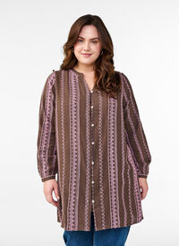 Tunika med brodert mønster, Brun Tunika med brodert mønster, Brun, Model
