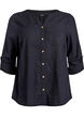Bluse i bomull med V-hals, Svart, Packshot image number 0