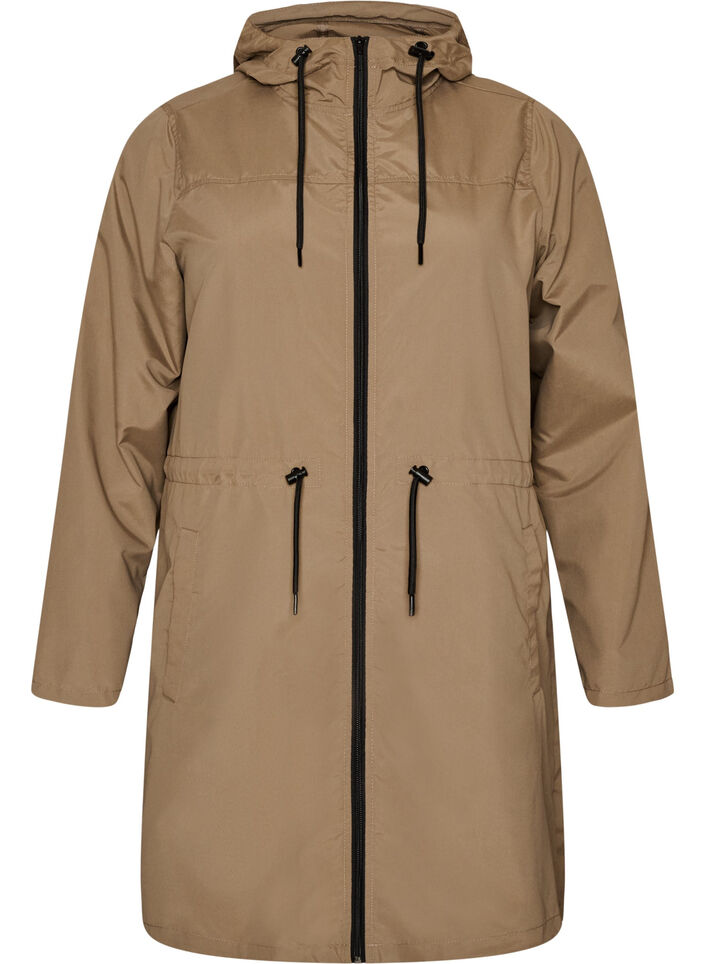 Lett parkas med hette, Brun, Packshot image number 0