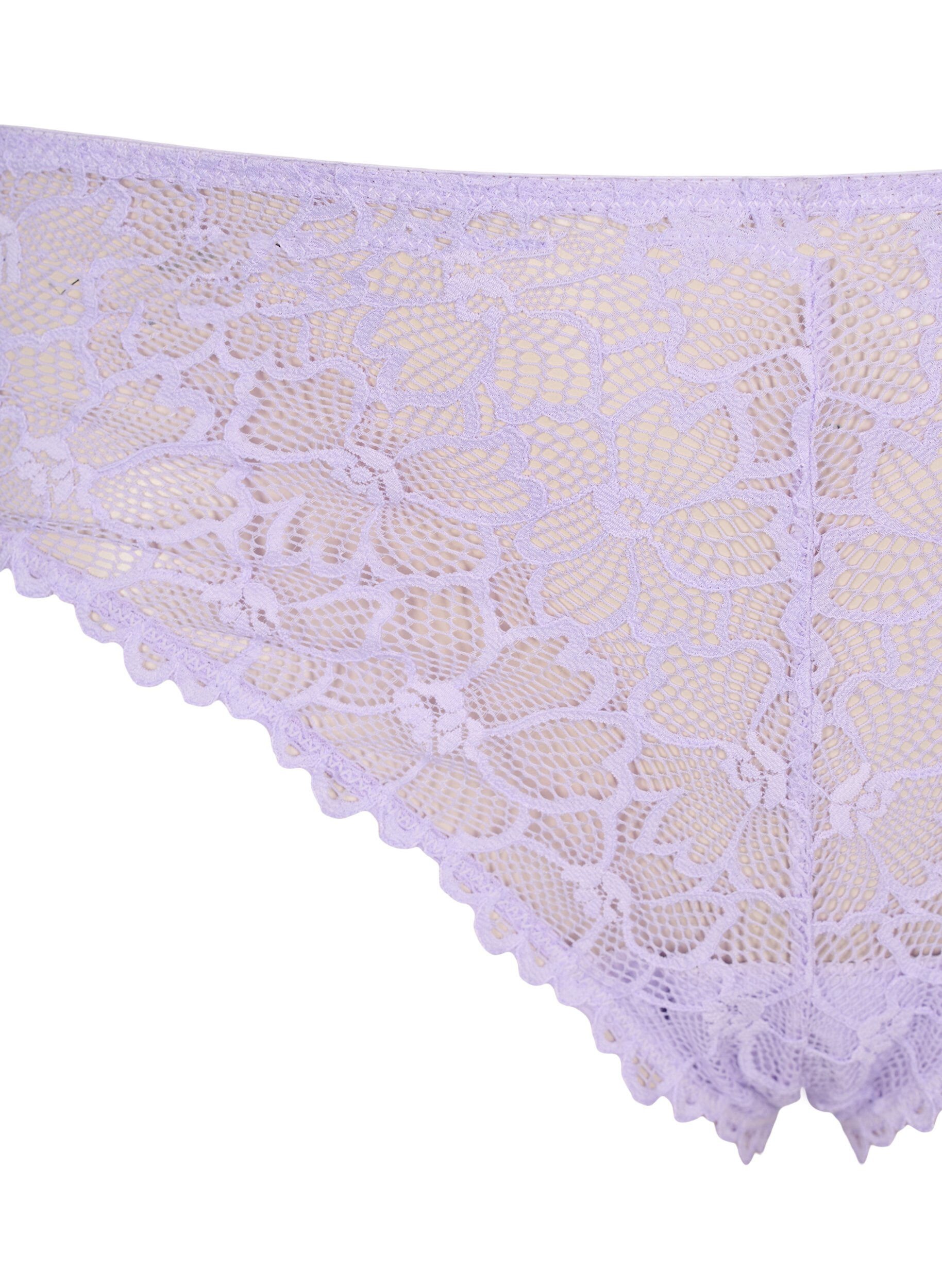 ZizziBlomstret g-streng i blonde med normalh&oslash;y midje, Lilla, Packshot image number 2