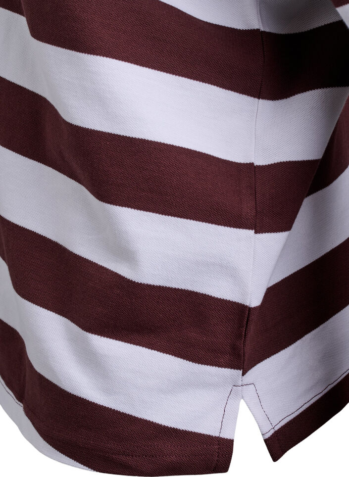 Stripete poloskjorte med lange ermer, Mørk Bordeaux, Packshot image number 3
