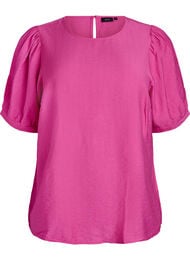 Viskose bluse med 1/2 ermer, Raspberry Rose