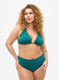 Bikinitruse med glitter og høy midje, Grønn Bikinitruse med glitter og høy midje, Grønn, Model