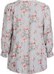 Bluse med blomstertrykk og knytedetaljer, Svart, Packshot image number 1