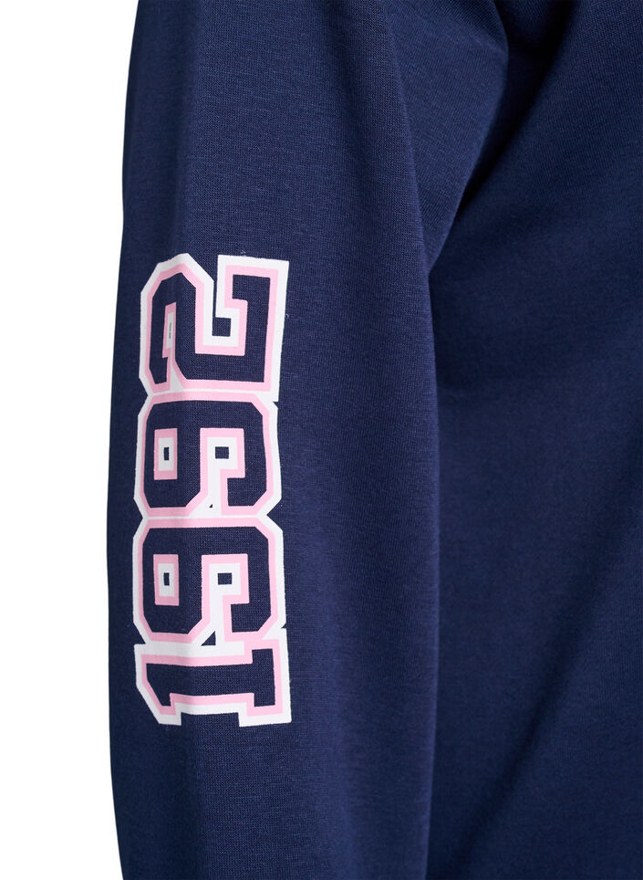 Genser med statement-trykk på ermene og ryggen, Navy Blazer, Packshot