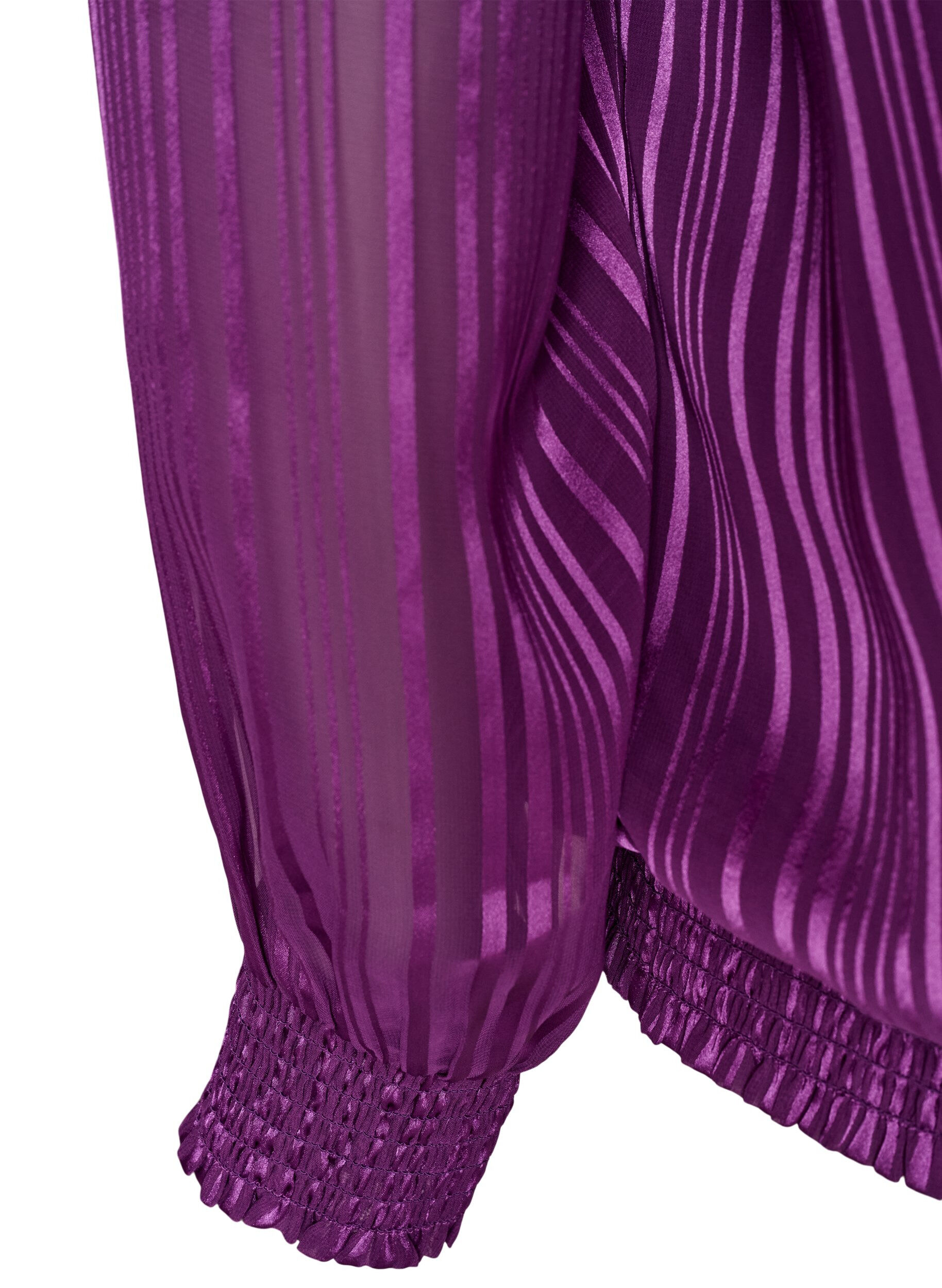 ZizziStripete bluse med ballongfasong, Lilla, Packshot image number 3