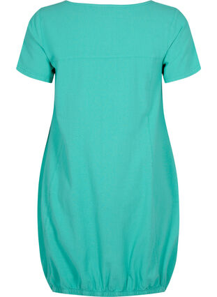 Kortermet kjole i bomull, Aqua Green, Packshot image number 1
