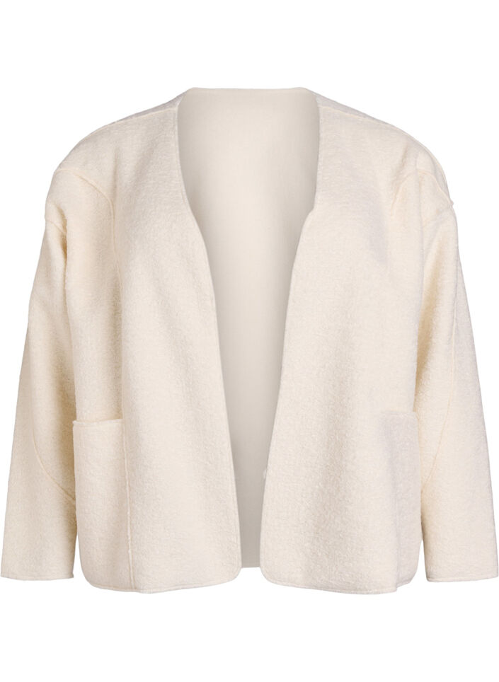 Loose fit cardigan med lommer, Vanilje, Packshot image number 0