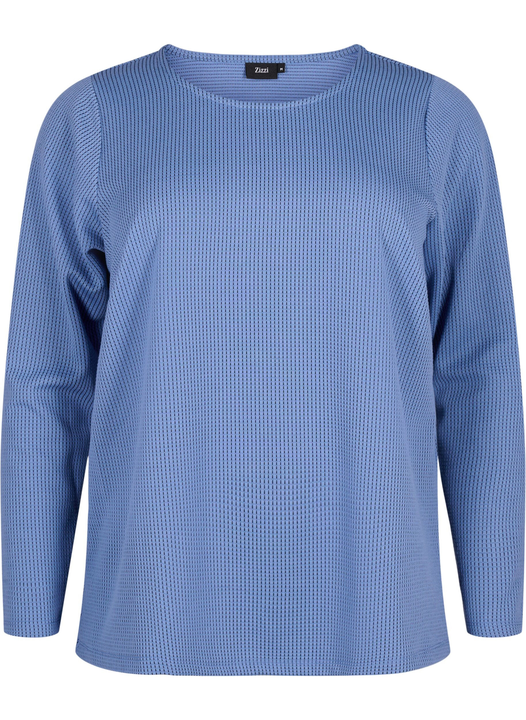 Zizzi Bluse med struktur i A-snitt, Quiet Harbor, Packshot image number 0