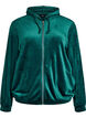 Velour cardigan med glidelås og hette, Grønn, Packshot image number 0