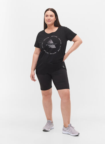 T-skjorte til trening med trykk, Black White Logo, Model image number 2