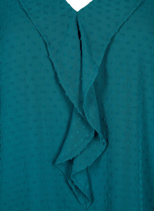 Bluse med volanger og prikkete tekstur, Shaded Spruce, Packshot image number 2