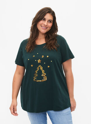 Jule t-skjorte med paljetter, Scarab W.  Tree, Model image number 0