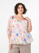 Bluse i lyocell med blomstertrykk og sweetheart-utringning, Hvit, Model image number 0