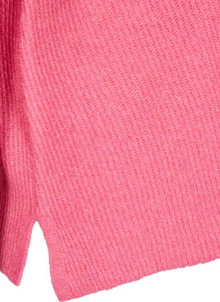 Zizzi Strikket bluse med v-hals og lange ermer, Bubblegum Wh. Mel., Packshot image number 3
