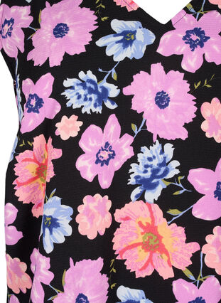 Zizzi Blomstret topp med V-hals, Black Big Flower AOP, Packshot image number 2