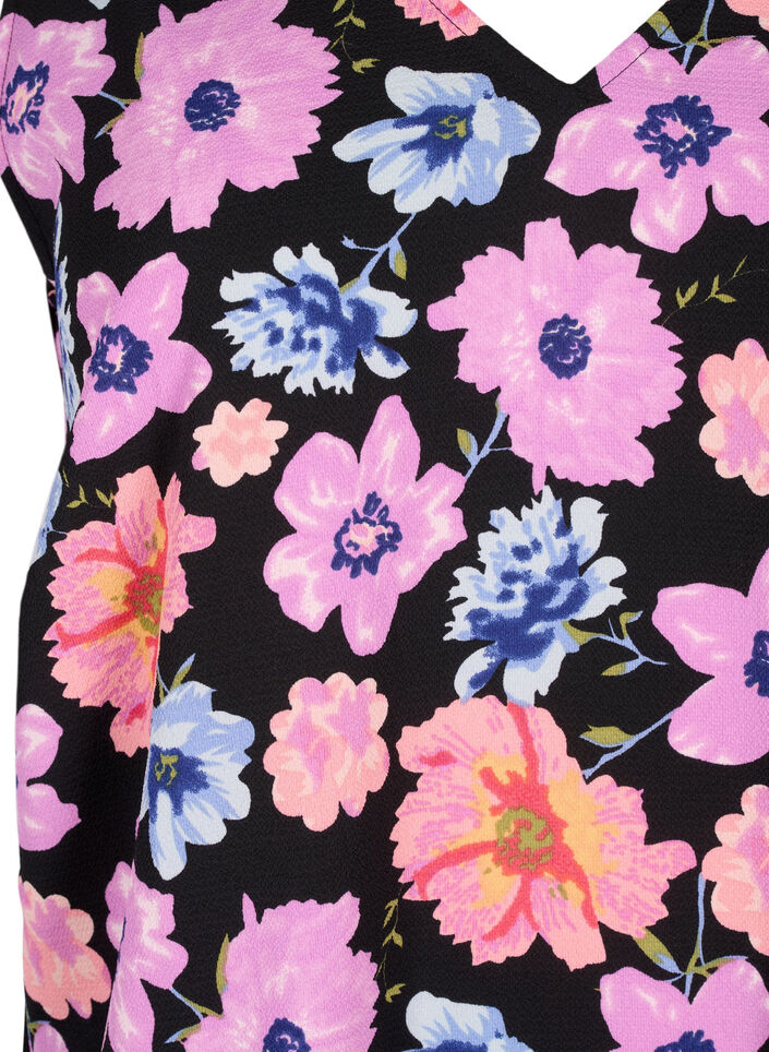 Blomstret topp med V-hals, Black Big Flower AOP, Packshot image number 2
