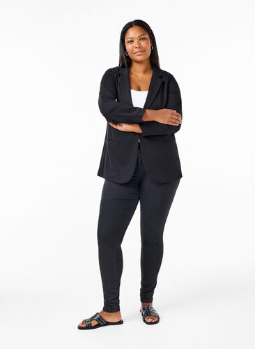 Enkel blazer med knappelukking, Black, Model image number 2