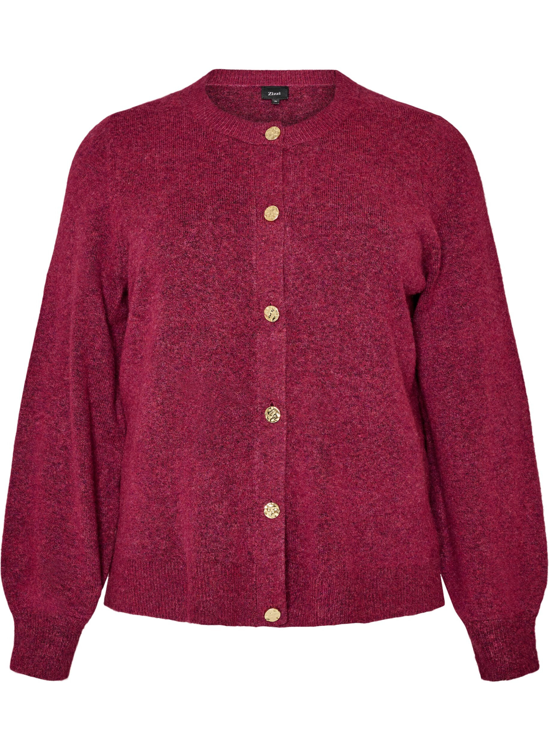 Cardigan i myk strikk med gullfargede knapper