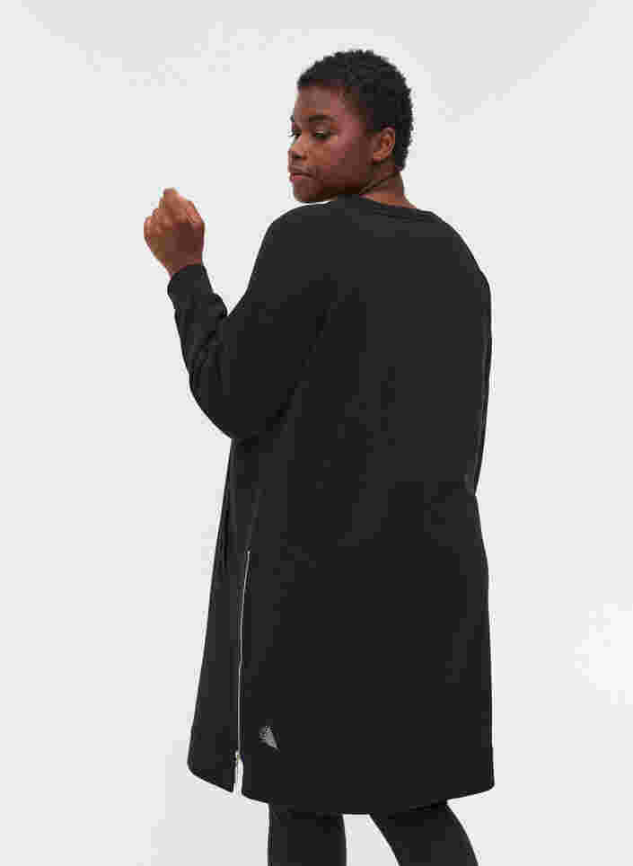 Kjole med lommer og splitt, Black, Model image number 1