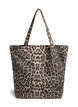 Denim shopper veske med leopardmønster, Brun, Packshot image number 1