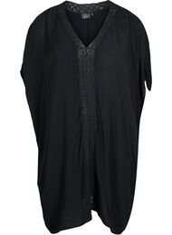Strandkjole i viskose med blondedetaljer, Black
