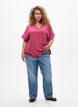 L&oslash;s bluse med korte ermer, R&oslash;d, Model image number 1