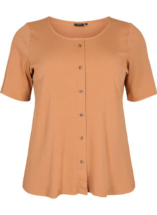 T-skjorte med knapper, Pecan Brown, Packshot image number 0