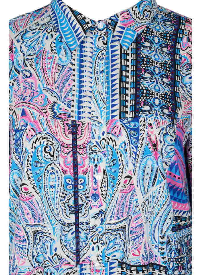 Lang viskoseskjorte i paisleymønster, Blue Pink Paisley , Packshot image number 2
