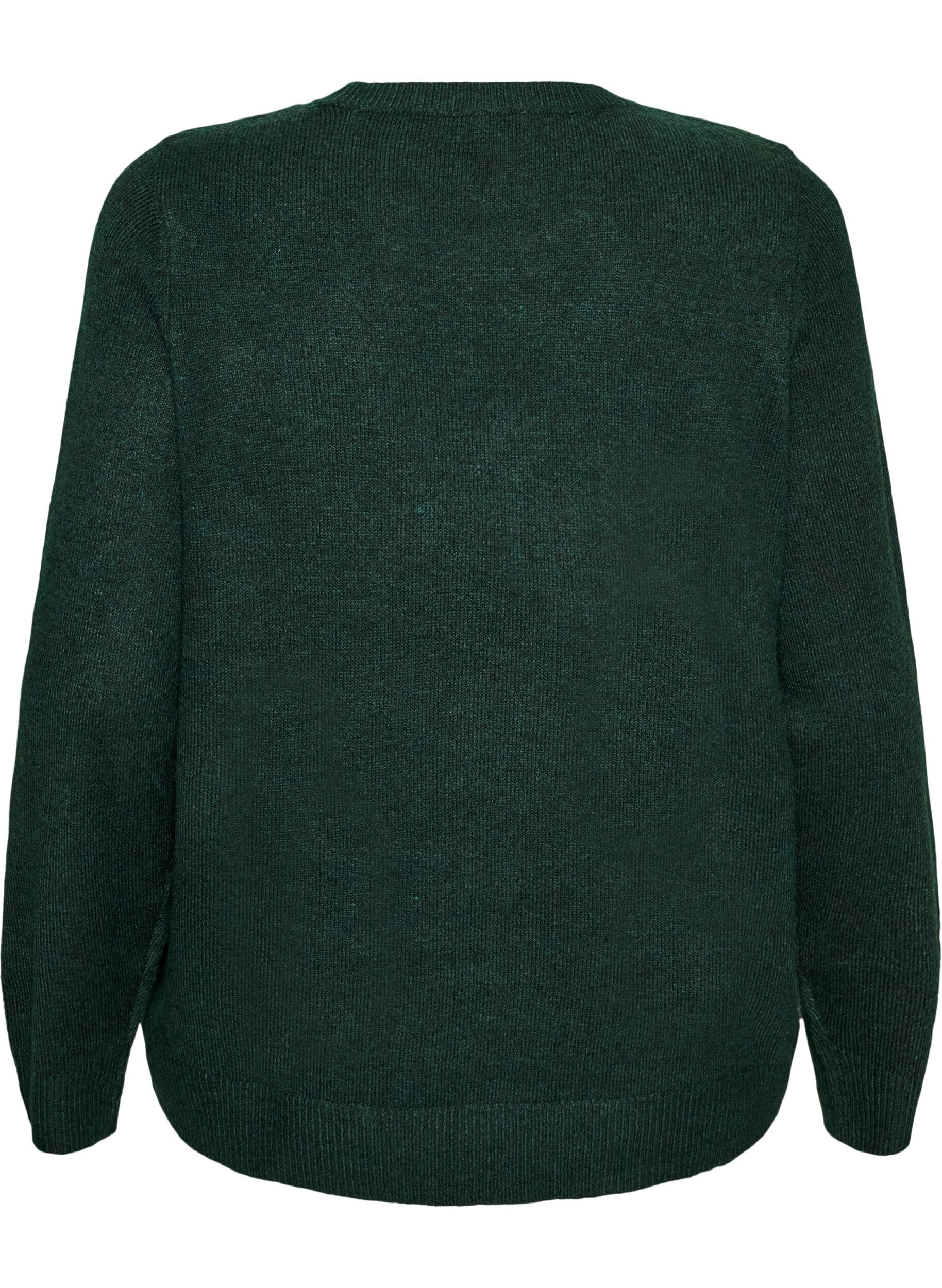 ZizziStrikkebluse med glittersl&oslash;yfe, Gr&oslash;nn, Packshot image number 1