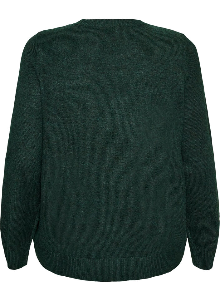 Strikkebluse med glittersl&oslash;yfe, Gr&oslash;nn, Packshot image number 1
