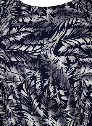 FLASH - Bluse med korte ermer og trykk, Off White Blue Leaf, Packshot image number 2