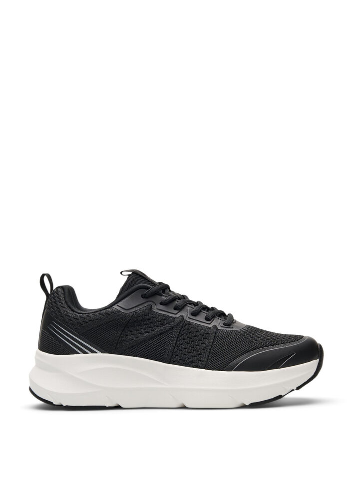 Wide fit - Komfortable sneakers med støtabsorberende såle, Black, Packshot