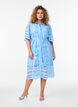 Skjortekjole i broderie anglaise med knytebelte, Bl&aring;, Model image number 1
