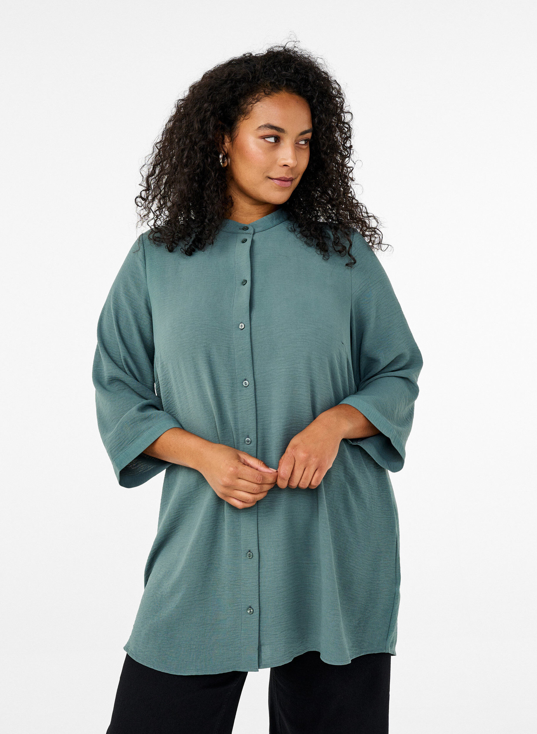 Tunika med 3/4-ermer, Gr&oslash;nn, Model