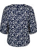Bomullsbluse med trykk og trekvartlange ermer, Navy Blazer Leaf, Packshot image number 1