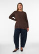 Jerseybluse med asymmetrisk blondedetalj, Brun, Model image number 1