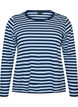 Langermet nattopp i ribbestrikket jersey med striper, Bl&aring;, Packshot image number 0