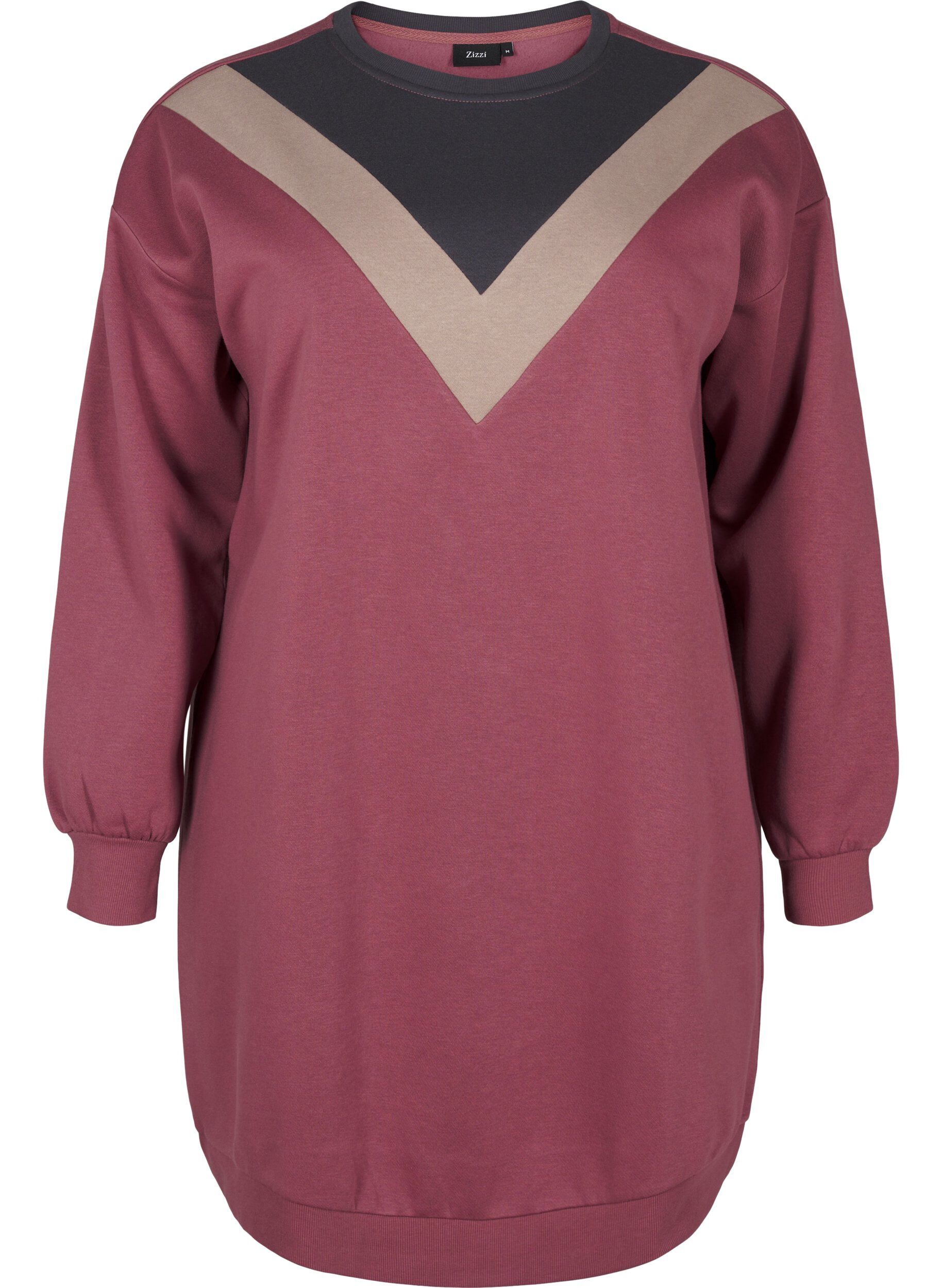 Zizzi Lang, fargeblokket sweatshirt, Rose B. Color Block, Packshot image number 0